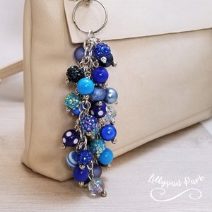 Blue Purse charm, Bag Charm, Purse accessory, Beaded accessory, Royal blue bling