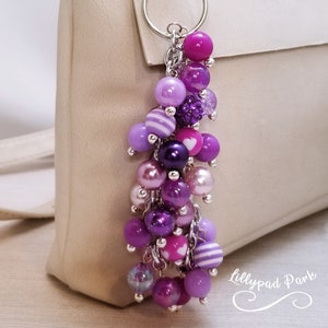 Purple Purse charm, Bag Charm, Purse accessory, Beaded accessory