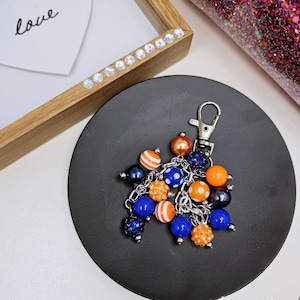 Blue and Orange Purse charm, Mini Purse Charm, Bag Charm, Purse accessory, Beaded accessory