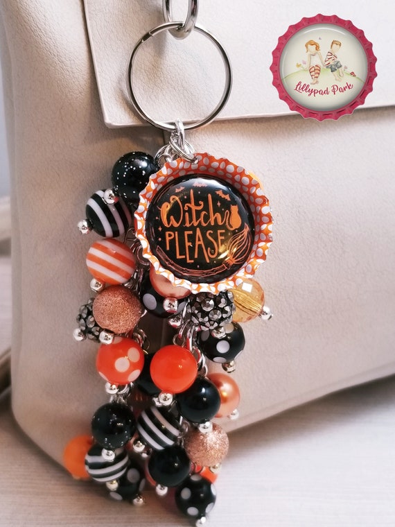 Halloween Beaded Purse Charm: Witch Please Bag Accessory