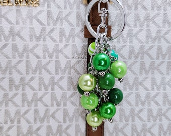Handmade Green Beaded Purse Charm: Whimsical Bag Accessory