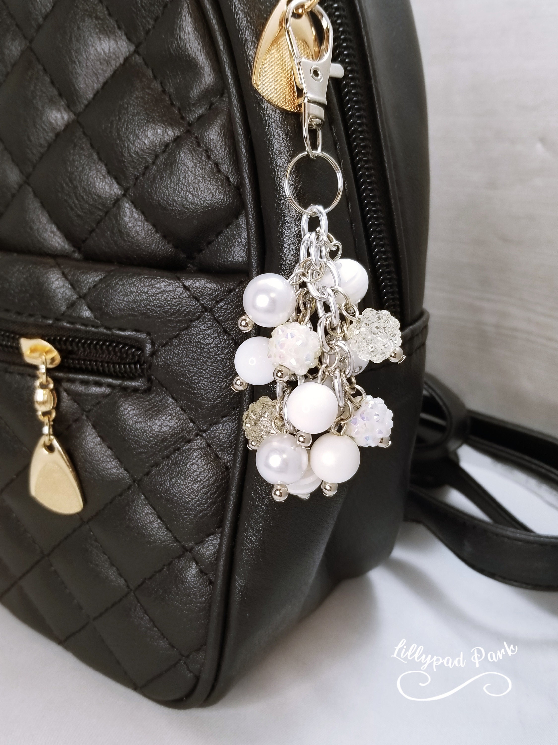 sailorsunny Cute Bag Charm Pearl Chain Women Keychain Charms For Handbags  Cute Keychains For Women Ribbon Pearl Charms