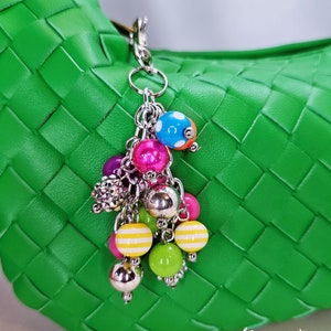 Rainbow Beaded Purse Charm: Handmade Bag Accessory