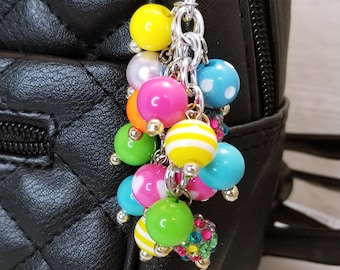 Rainbow Beaded Purse Charm: Whimsical Bag Accessory