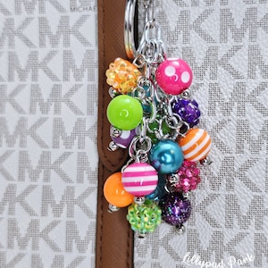 Rainbow Beaded Purse Charm: Boho Keychain Bag Accessory