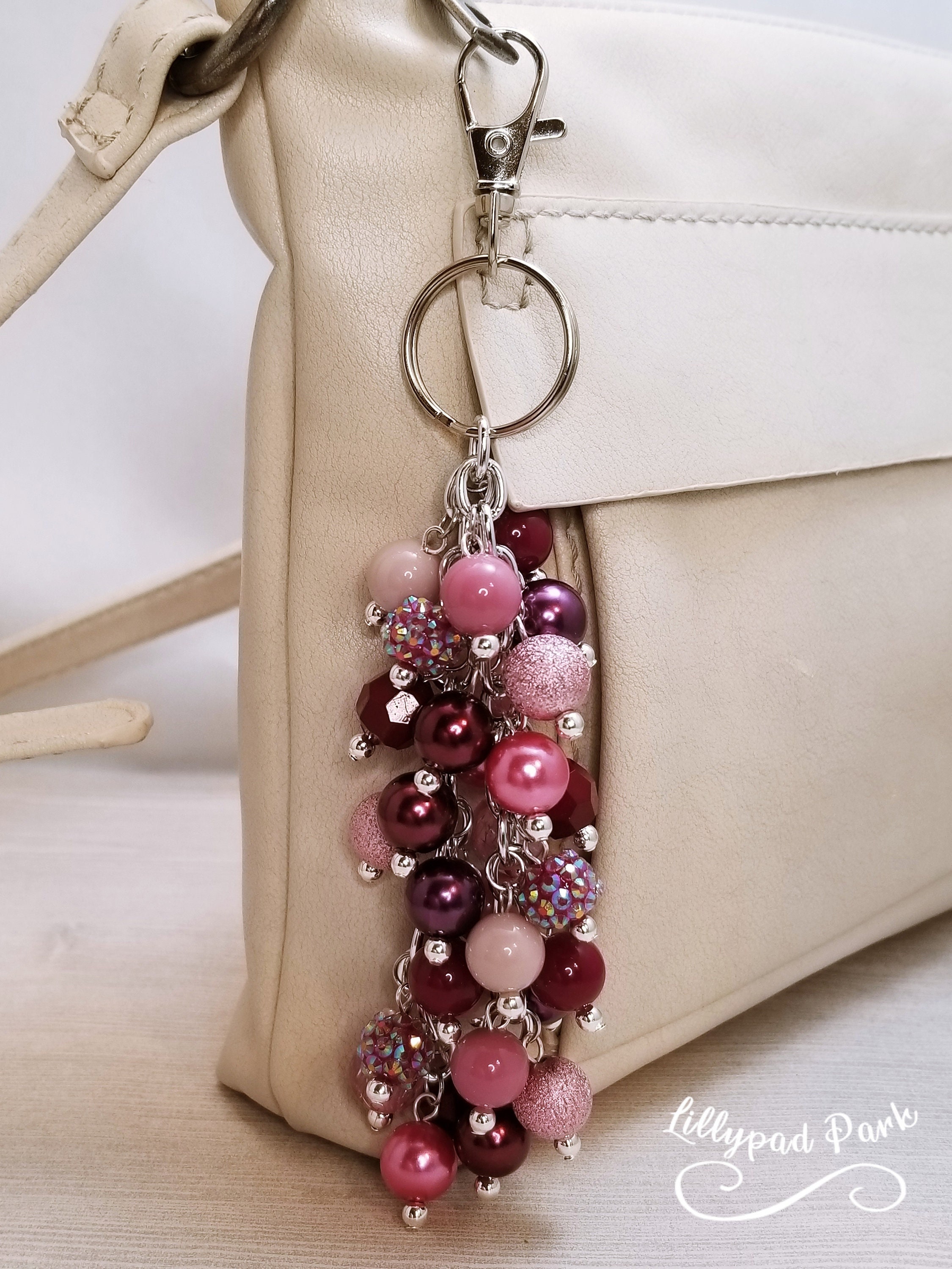 Purple Bag Charm with Dorset Button and Beaded ... - Folksy