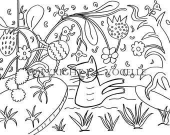 Coloring Pages, Coloring Books for Adults, Cat Coloring, Kitty Coloring, Digital Download Coloring, Feline Coloring Pages, Cat Designs, Cats