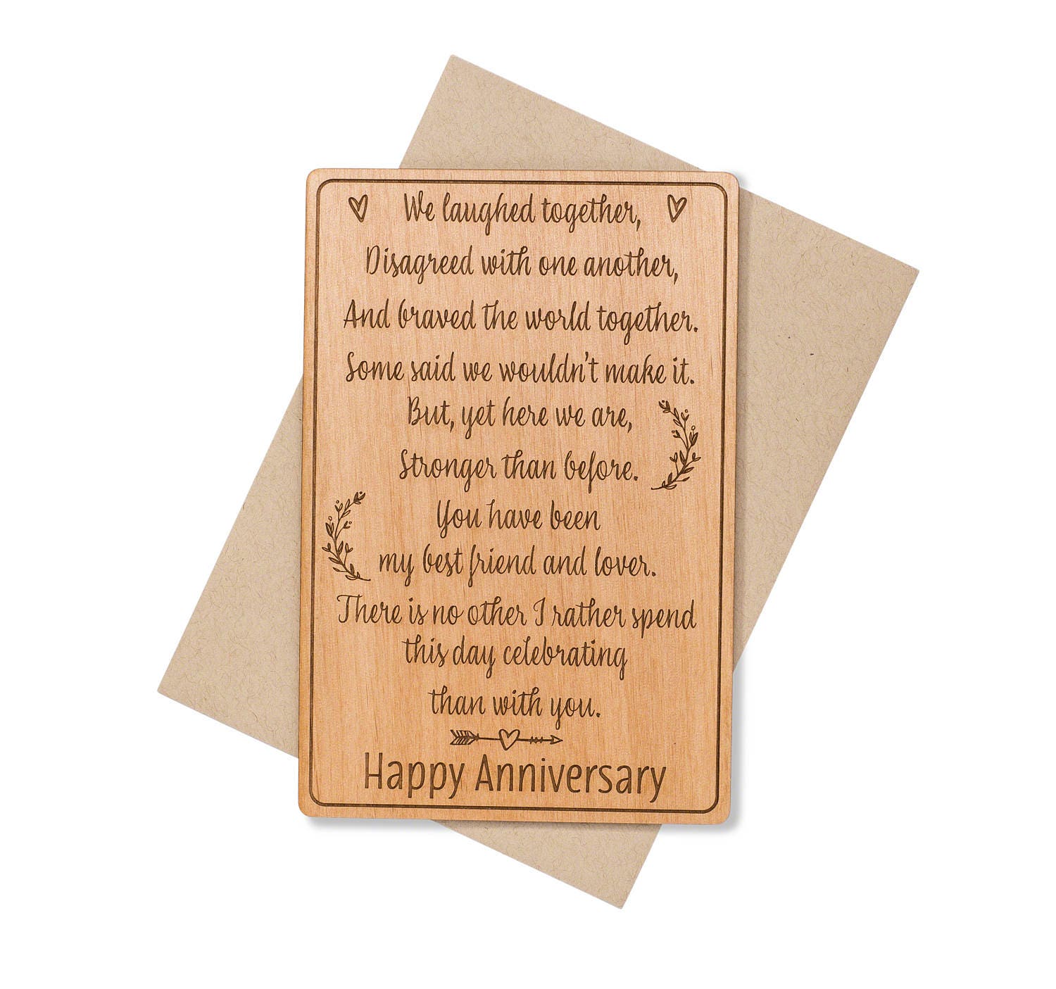 5 Year Anniversary Gifts for Men. 5th Anniversary Card. Wood