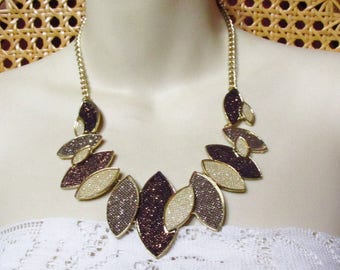 Vintage 1990s glitter epoxy enamel bib necklace