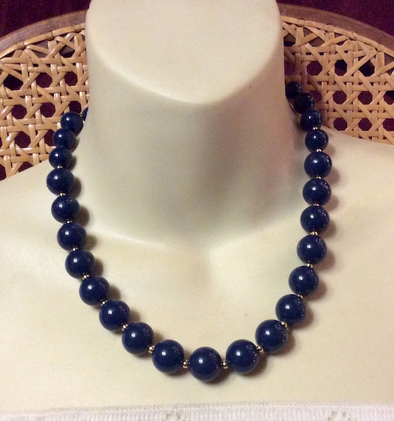 Monet navy blue acrylic beads gold bead spacers ne