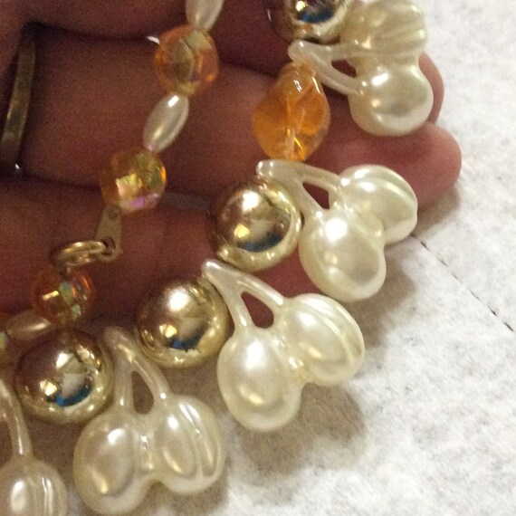 vintage white cherry cluster and acrylic amber co… - image 4
