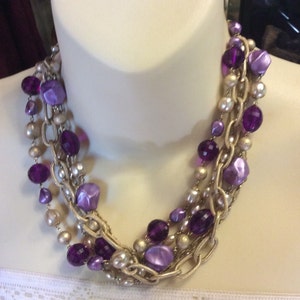 Vintage 1950&#39;s 5 strand purple beaded necklace