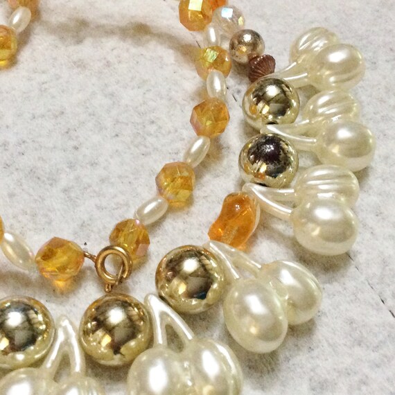 vintage white cherry cluster and acrylic amber co… - image 3
