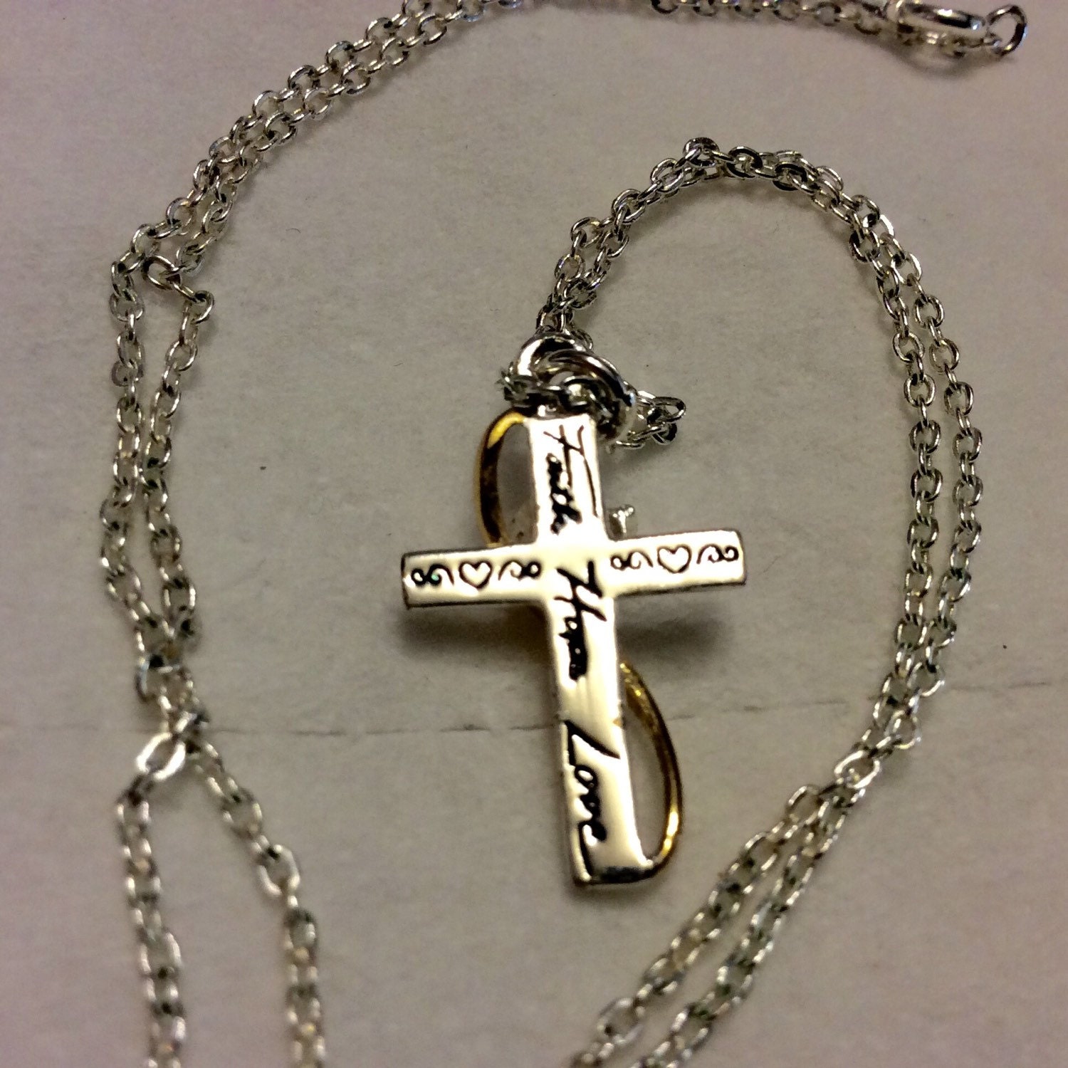 LA Rocks Vintage Silver Toned Metal Cross Rhinestone Necklace. Etsy