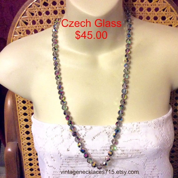 Czech glass beads aurora borealis necklace.