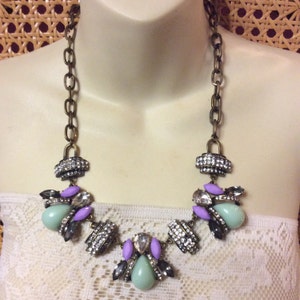 Beautiful rhinestone bumble bee acrylic cabochon chunky bling necklace .