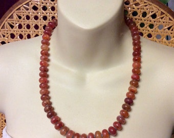 Vintage acrylic fake amber beads beaded necklace.