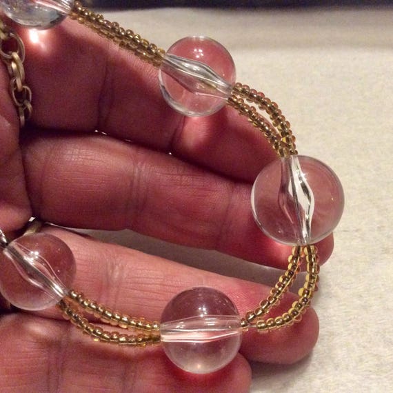 Vintage clear round acrylic beads double link cha… - image 3