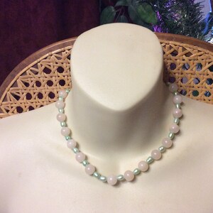 Vintage moonstone and genuine pearl collar necklace.