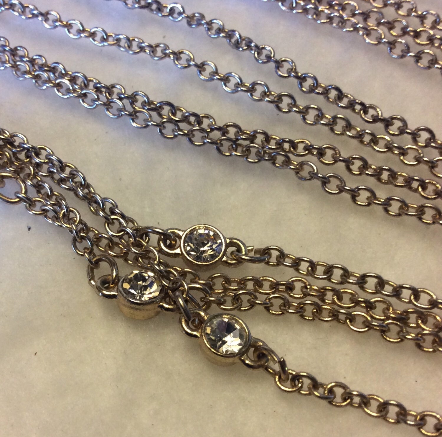 Vintage Signed Express Crystals Chains Double Strand Necklace Etsy