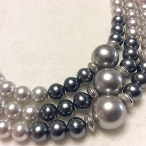 Vintage Trifari Gray Pearls Triple Strand Necklace. - Etsy