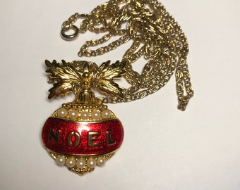 vintage Avon Ornement de Noël Noel collier pendentif