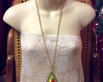 Vintage 1960's triangle frame acrylic sliding beads necklace