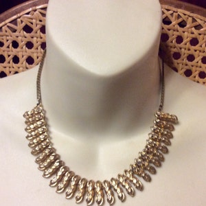 Vintage 1950's gold beads chain collar necklace. image 1