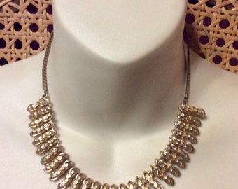 Vintage 1950's gold beads chain collar necklace.