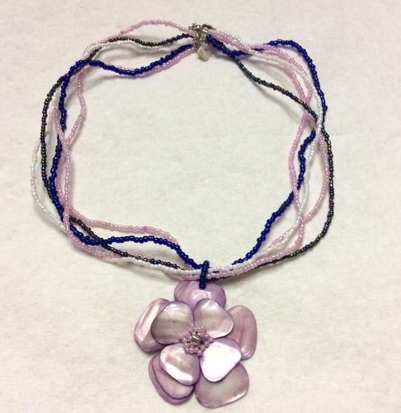 Lavender shell seashell petals multi strand micro… - image 5
