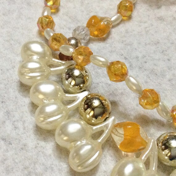 vintage white cherry cluster and acrylic amber co… - image 2