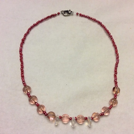 Pink glass girls necklace - image 4