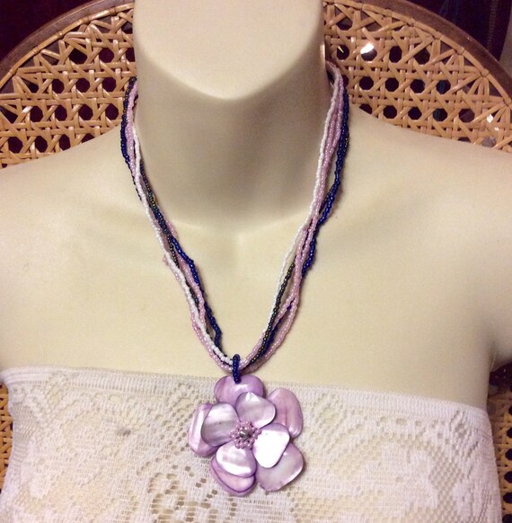Lavender shell seashell petals multi strand micro… - image 1