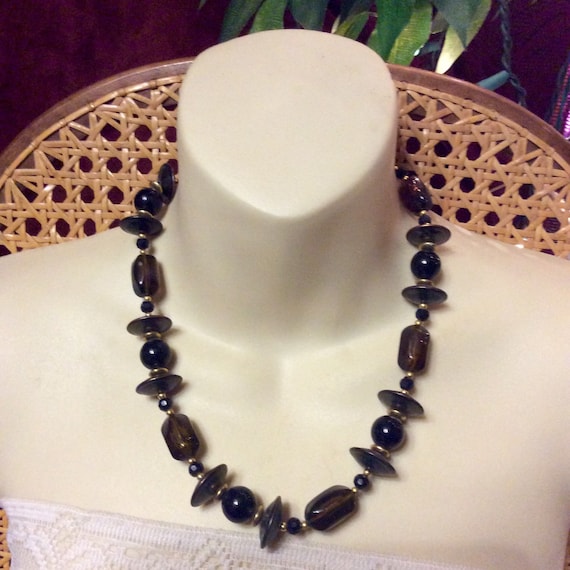 Vintage 1960's marbled acrylic black beads spacesh