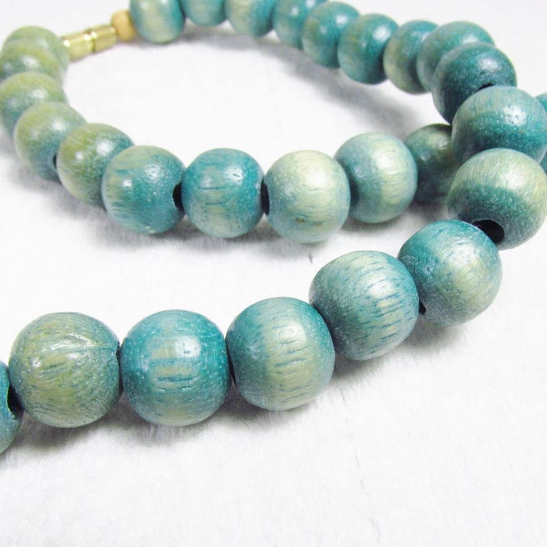 Vintage tribal wood wooden beads beaded necklace