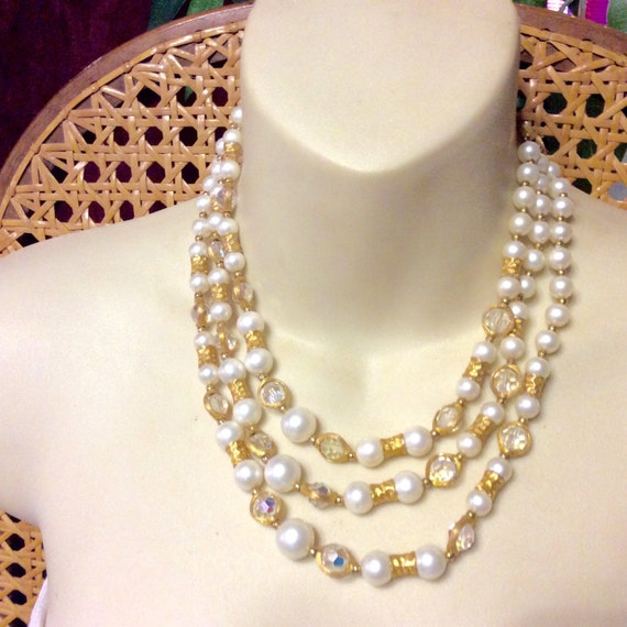 Pearl Bead Necklaces 1950's Lot of 6 Vintage Fake Pearls