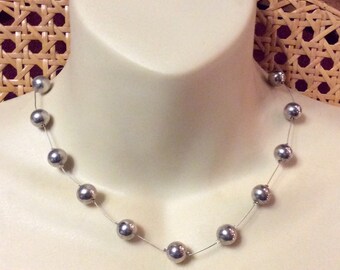 Vintage 1950's signed Best heavy silver metal beads necklace