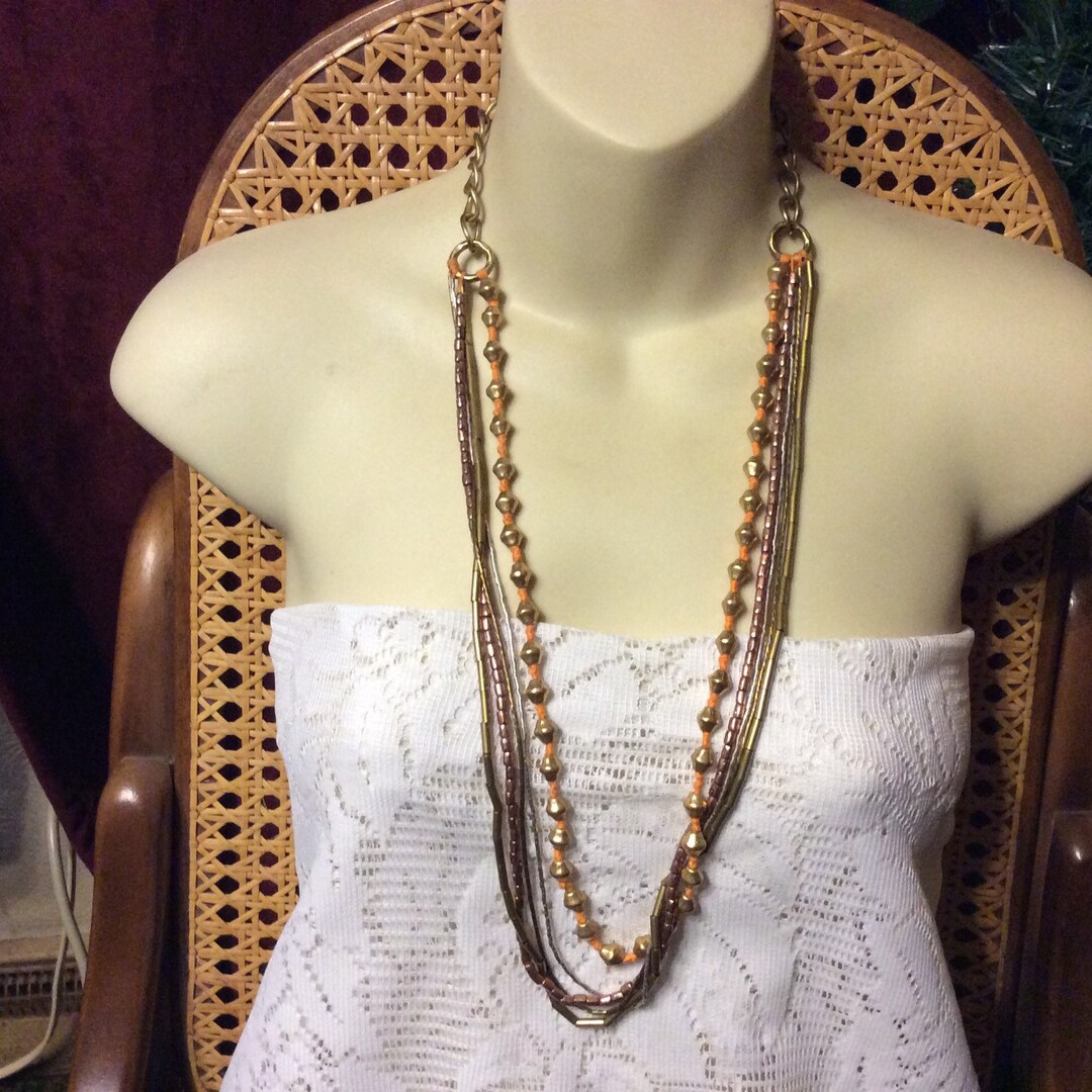 Vintage 1950's All Metal Beads Multi Strand Necklace. Designer - Etsy