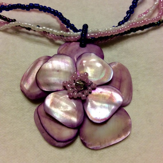 Lavender shell seashell petals multi strand micro… - image 4