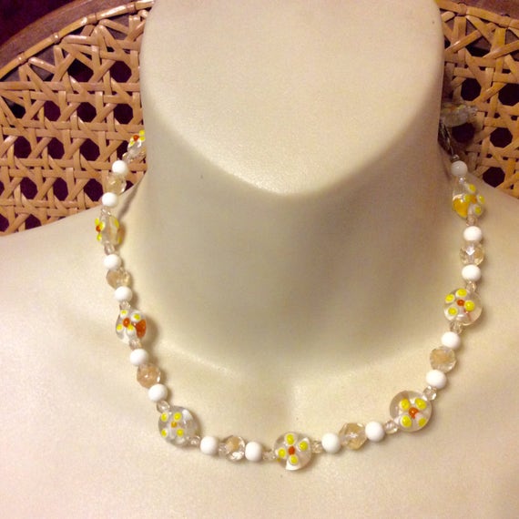 Vintage wedding cake beads spring summer necklace. - image 1