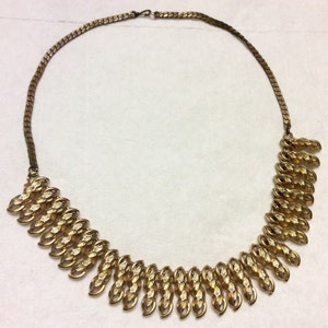 Vintage 1950's gold beads chain collar necklace. image 3