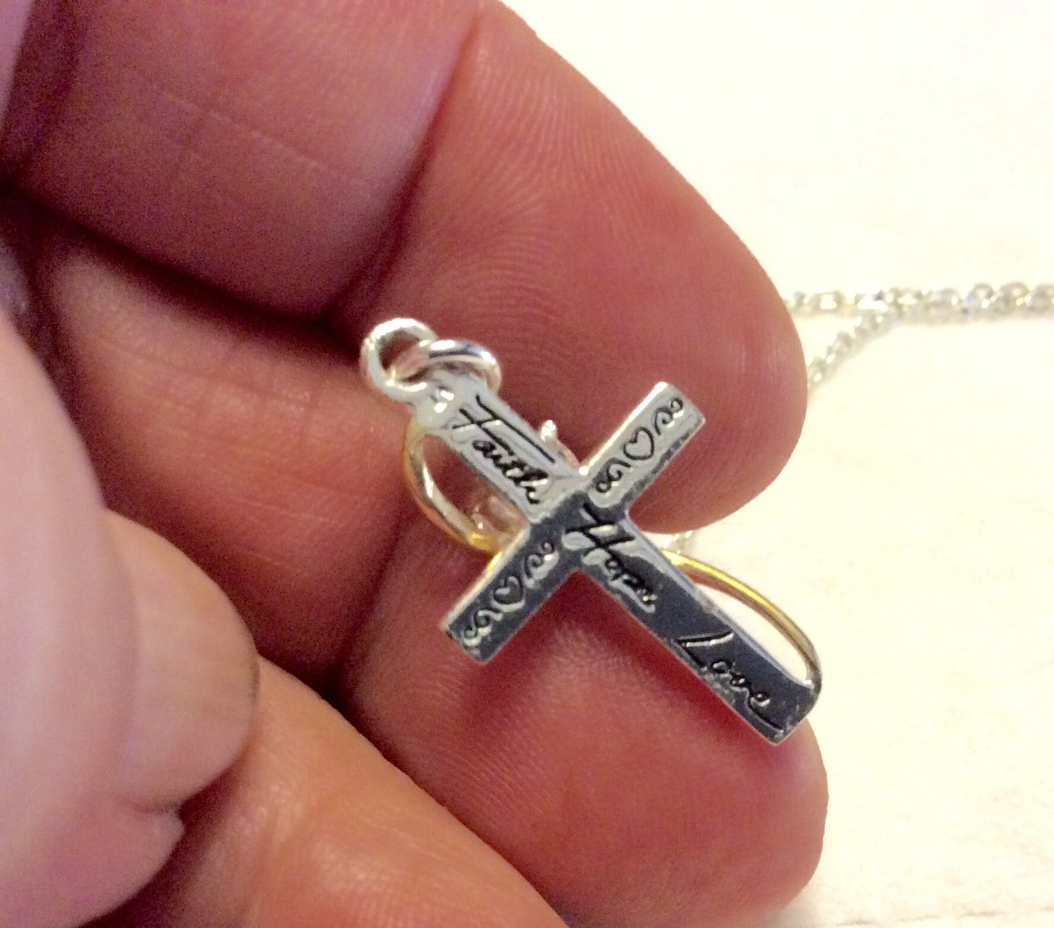 LA Rocks Vintage Silver Toned Metal Cross Rhinestone Necklace. Etsy