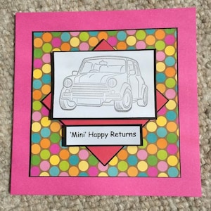 Classic Mini Cooper Birthday Card | Multi Spot
