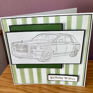 Biglietto d&#39;auguri classico Rolls Royce - striscia verde