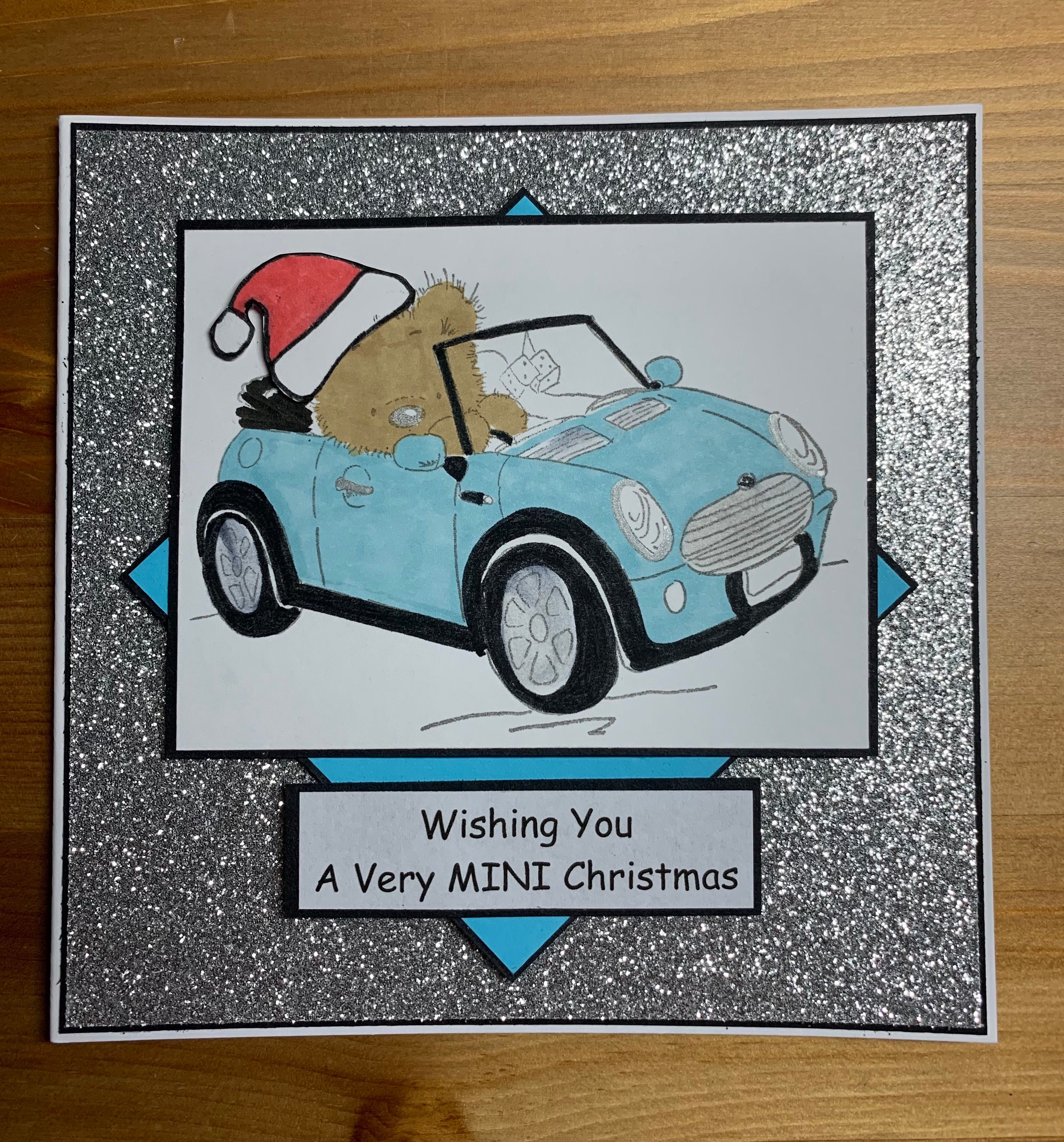 Snowflakes Mini Cooper Convertible Christmas Card