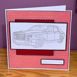 Biglietto d&#39;auguri classico per Rolls Royce, a pois rossi