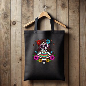 Cute Dia de los Muertos Doll vibrant color Mexican Traditional Folklore Geschenk Gift Organic Tote Bag | SOL'S Organic Zen