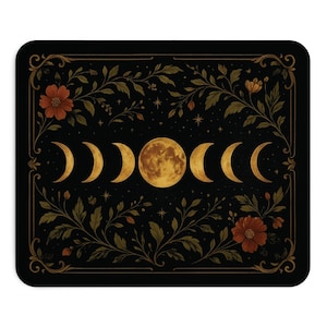 Celestial Phase Mouse Pad, Moon Phase Design, Astrology Gift, Office Decor, Witchy Home Accessories