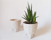 Modern small white spiky tripod planter/ legged planter/ succulent planter/ three legs planter/planter cover/original planter/pot for plants