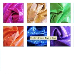 3&quot;-36&quot; spandex holographique en verre brisé, rouge, argent/blanc, violet, noir, sarcelle ou plusieurs autres couleurs